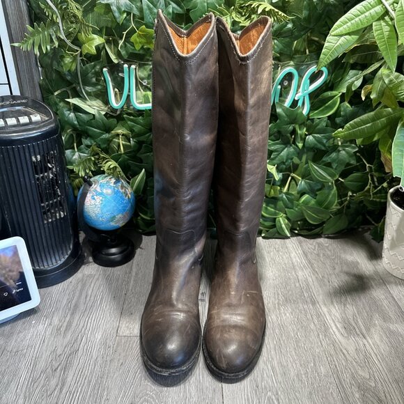 Frye Melissa Button 2 Brown Leather Knee High Riding Boots Equestrian Women 9 B - Picture 2 of 12